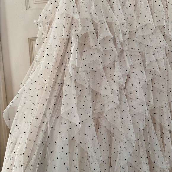 Adorable Cream and Black Polka Dot Tulle Ruffle Skirt - Picture 3 of 6